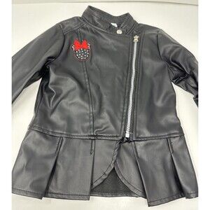 Disney Minnie Mouse Kids Biker Jacket Coat Size 6 Moto Motorcycle Faux Leather